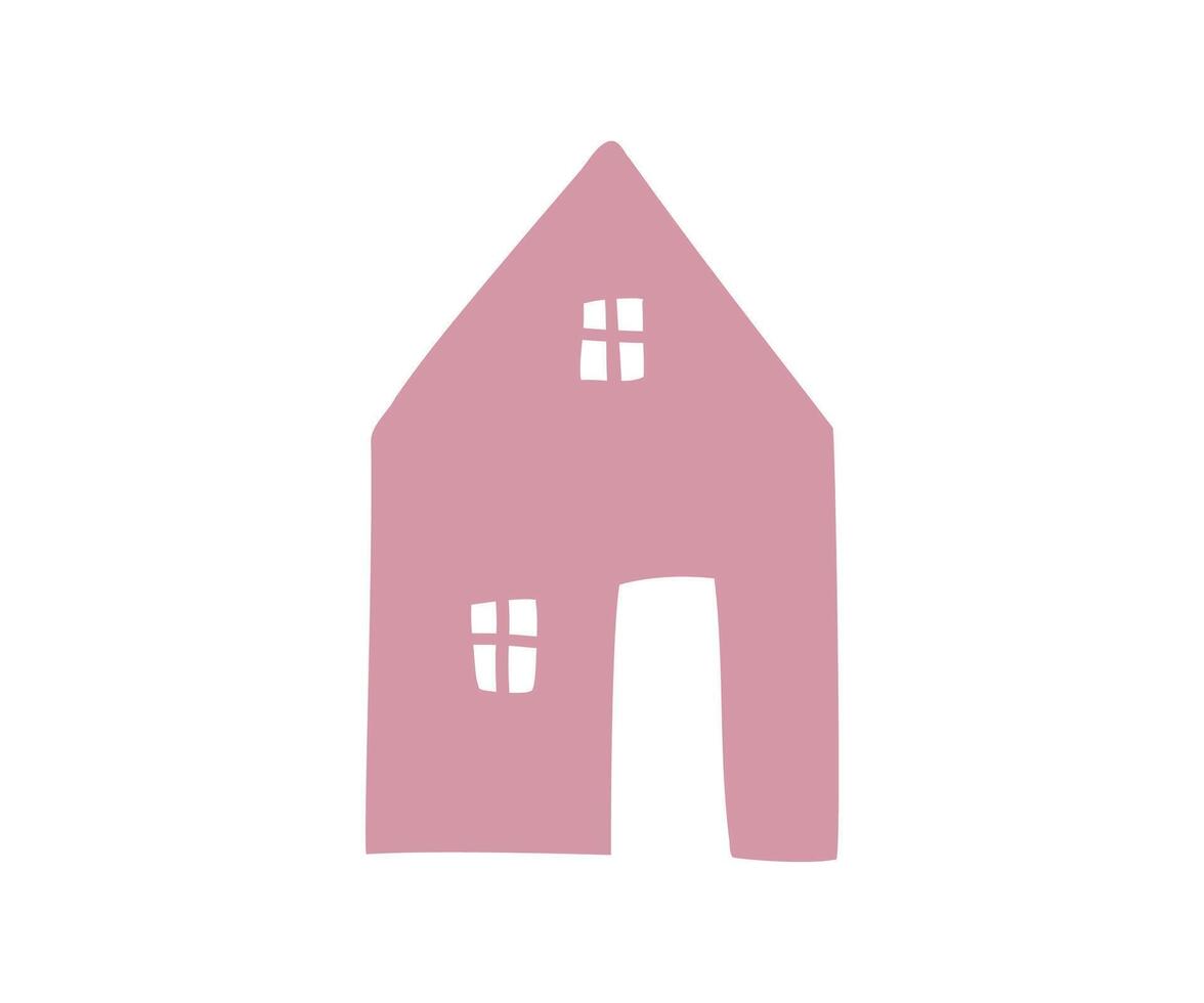 The silhouette of the house is drawn in a flat style. Hand drawn illustration. vector