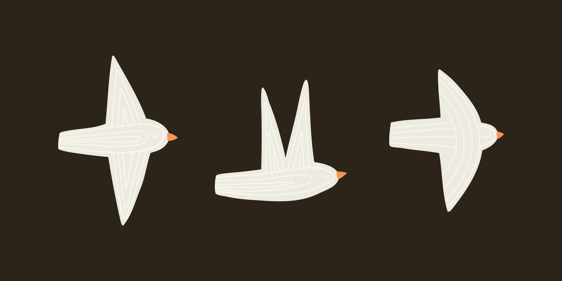 Set of bird in flat style. Hand drawn illustration. vector