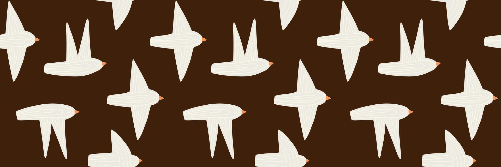 Seamless pattern with bird in flat style. Hand drawn illustration. vector