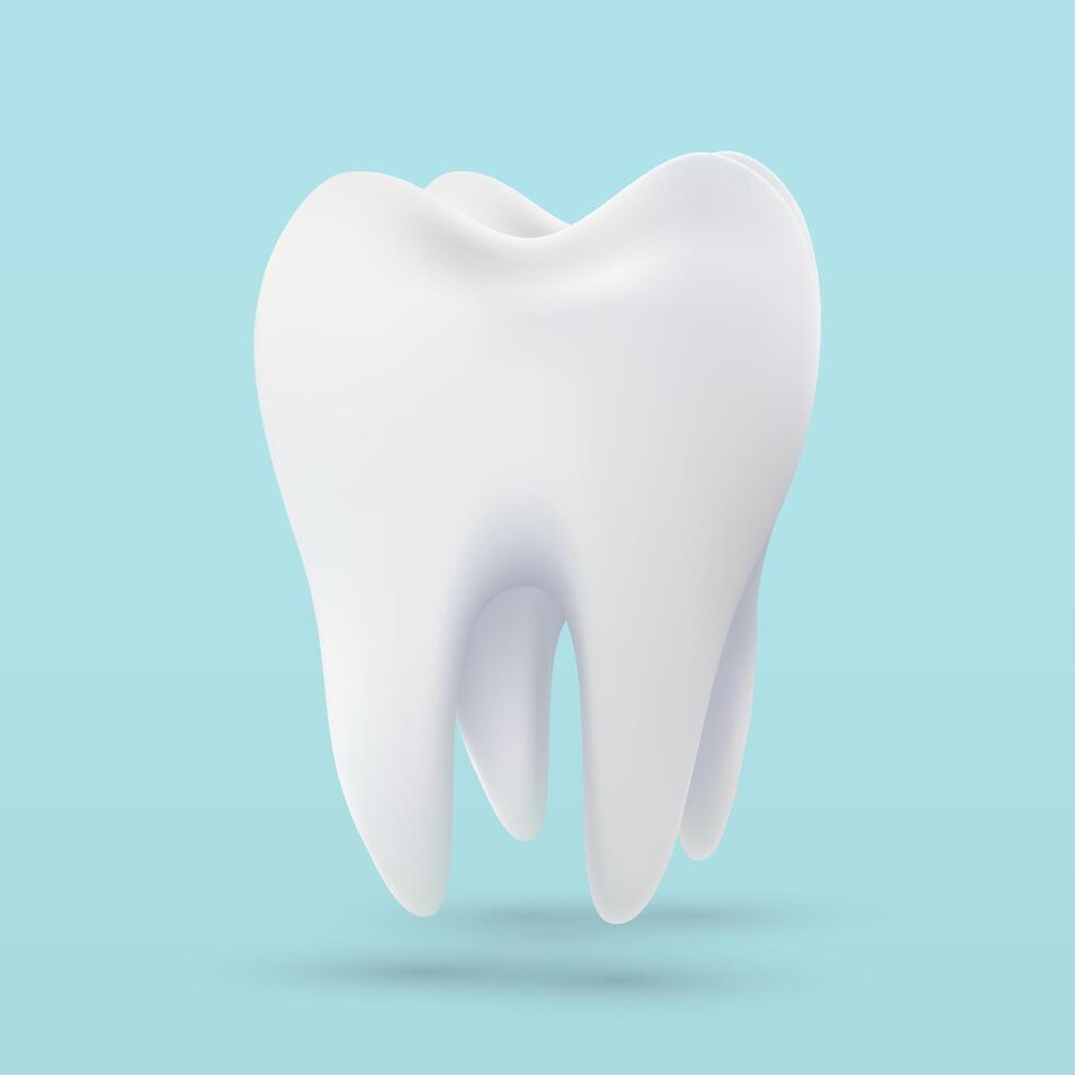 Tooth white, 3D illustration of tooth on a light background. illustration vector