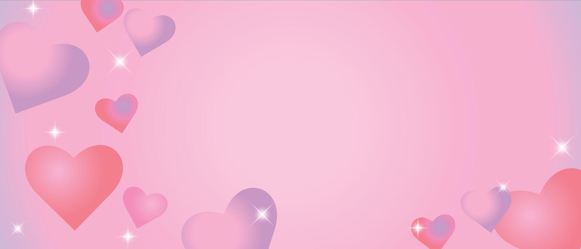 Gentle cute background with hearts and glitter. Abstract banner with Valentine's Day. Greeting card. vector