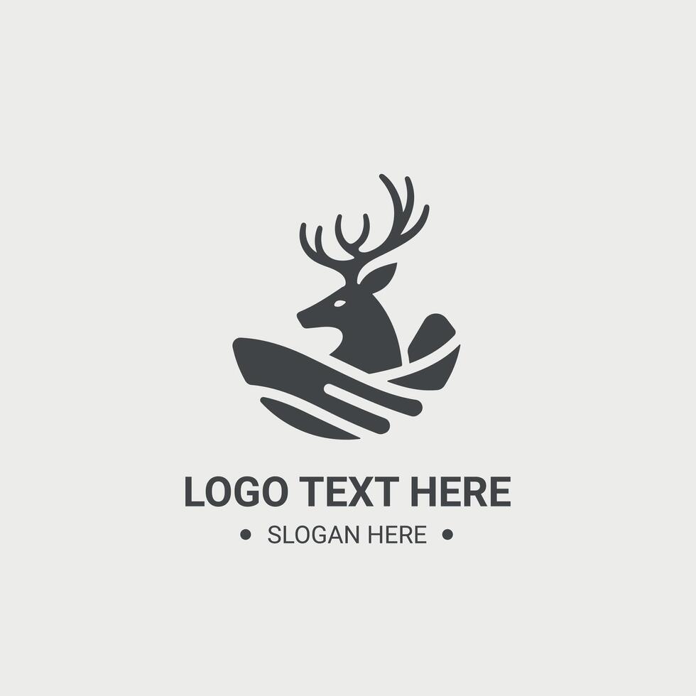 Stylish deer silhouette logo template vector