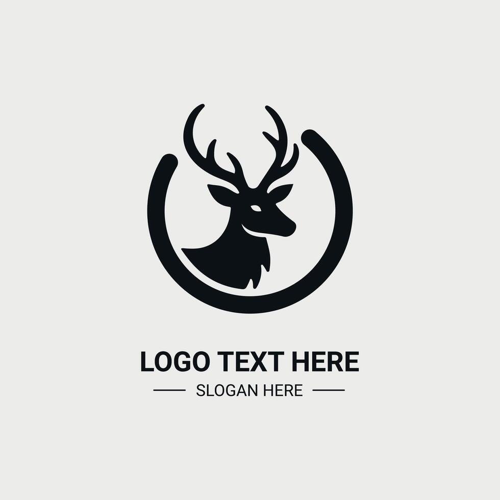 Deer minimalist icon for branding template vector