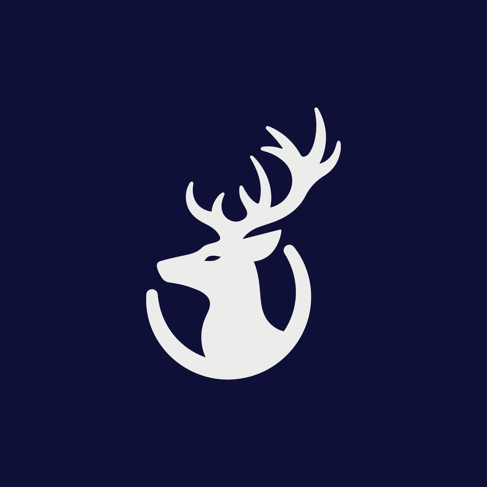 Circular deer head logo. Nature inspired icon vector