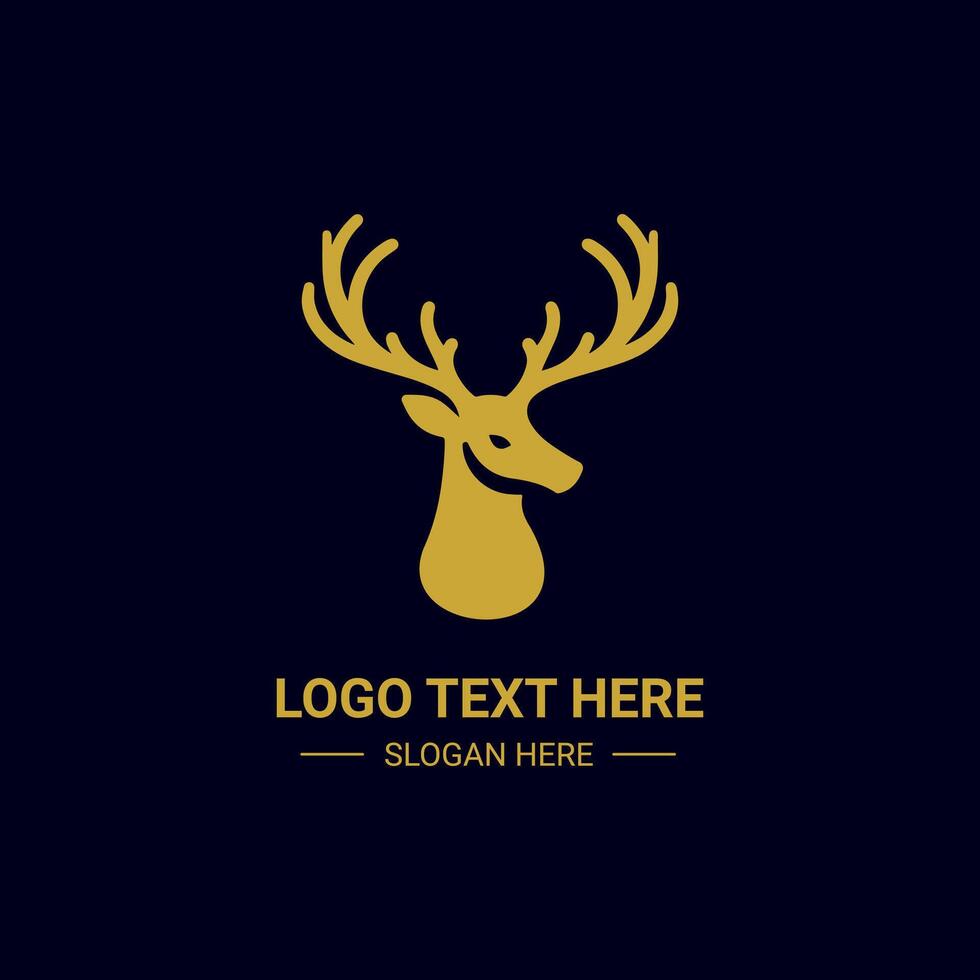 Deer emblem in minimalist silhouette vector