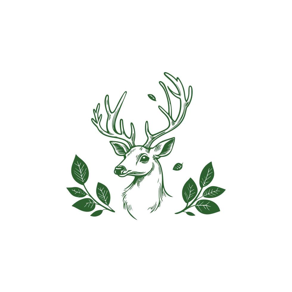 Deer head classic logo template vector