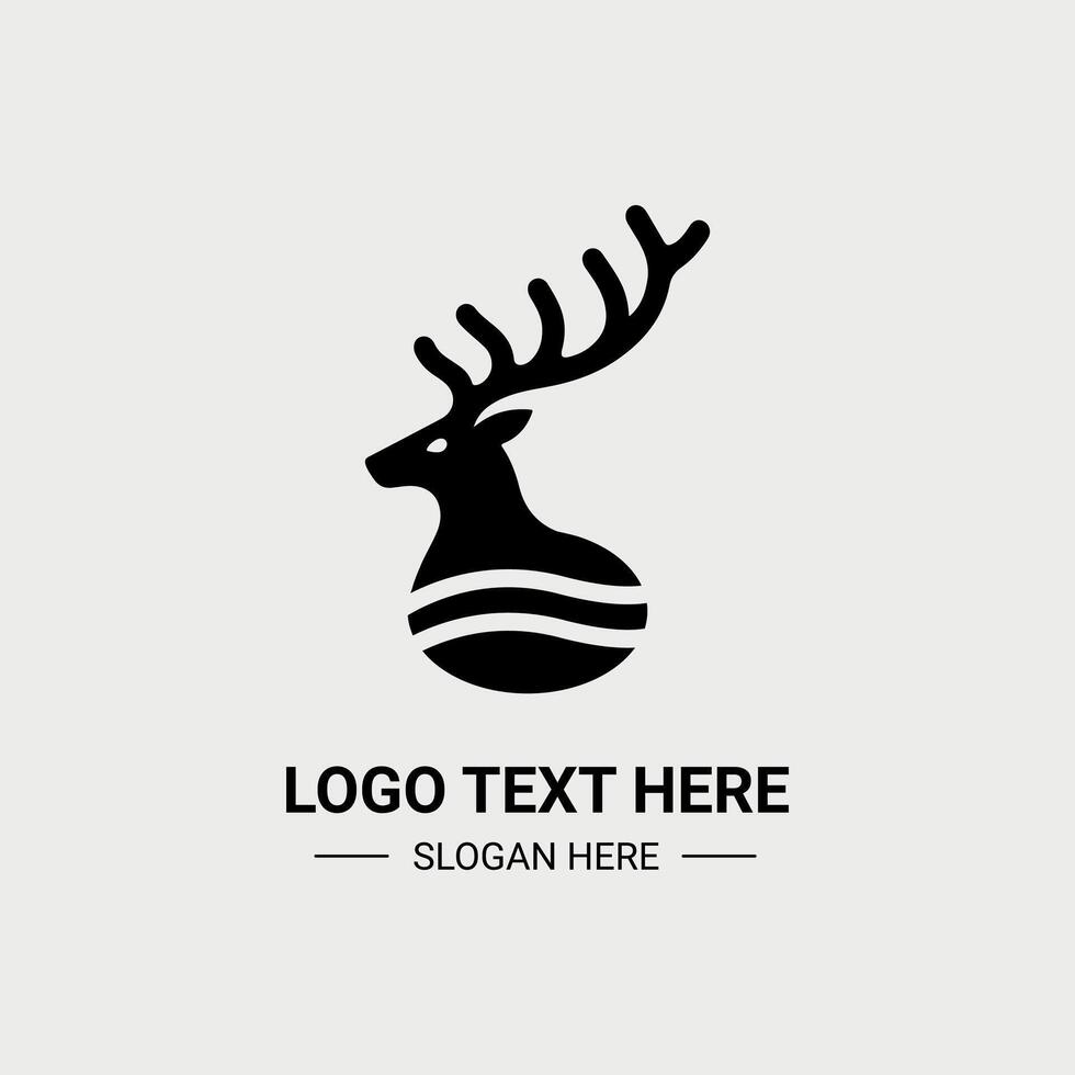 Minimalist deer logo design for templates vector