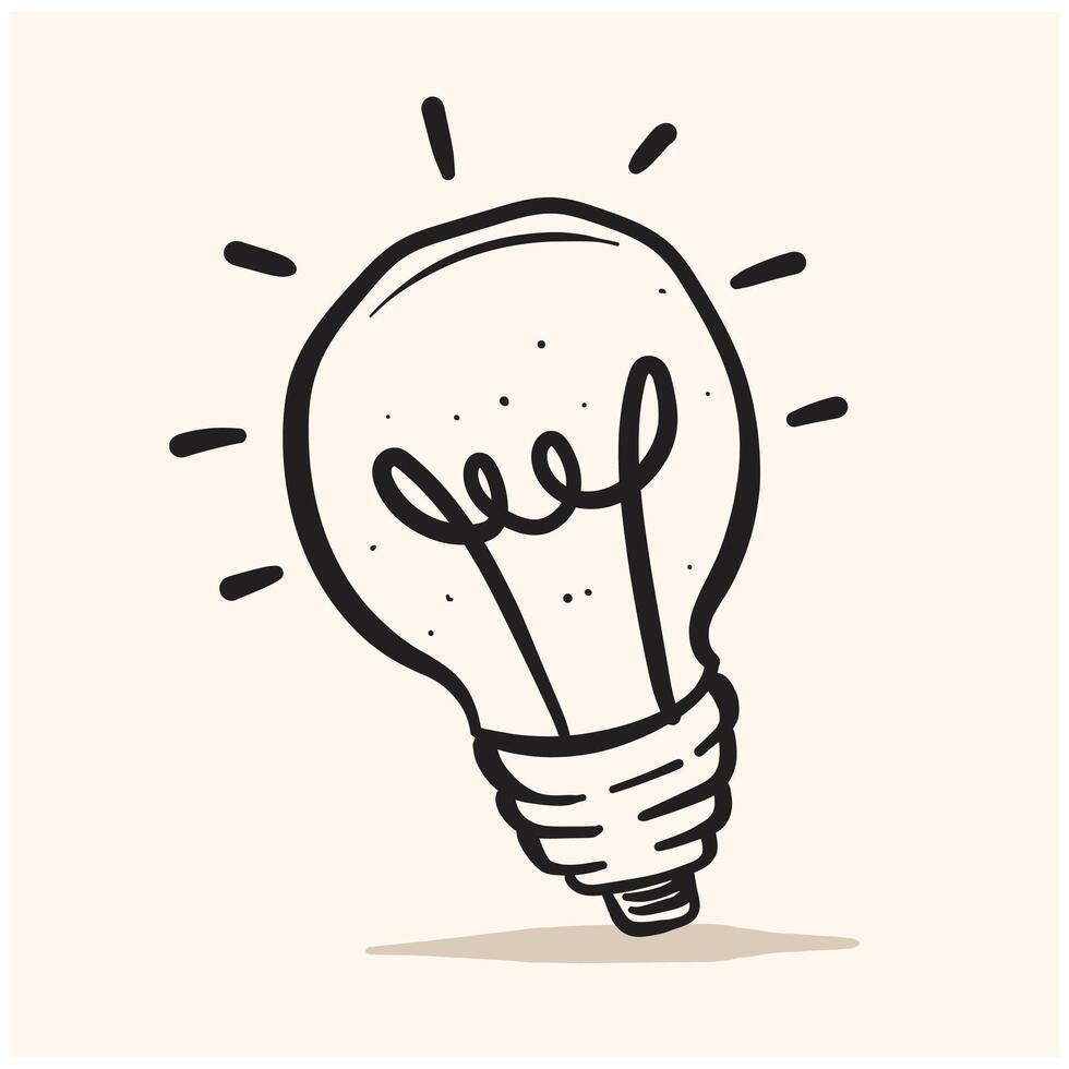 Black and white light bulb Doodle Drawing vector