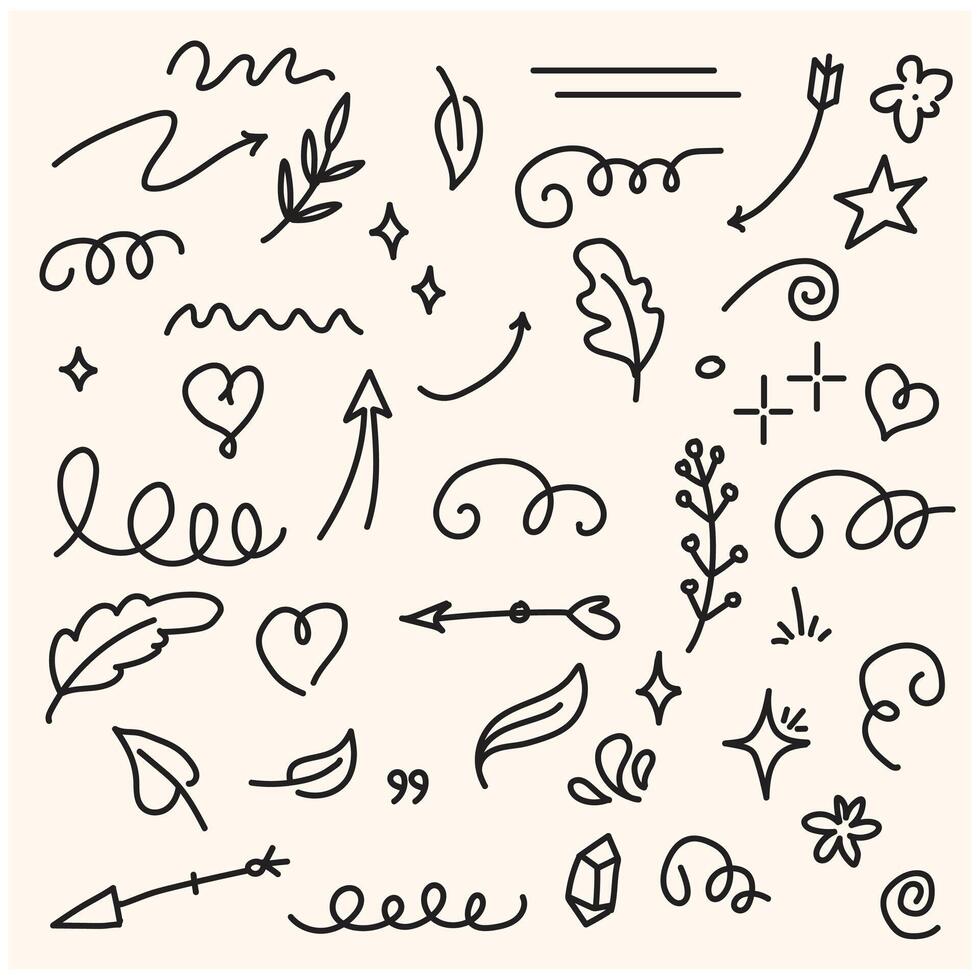 Element line set With illustration style doodle vector