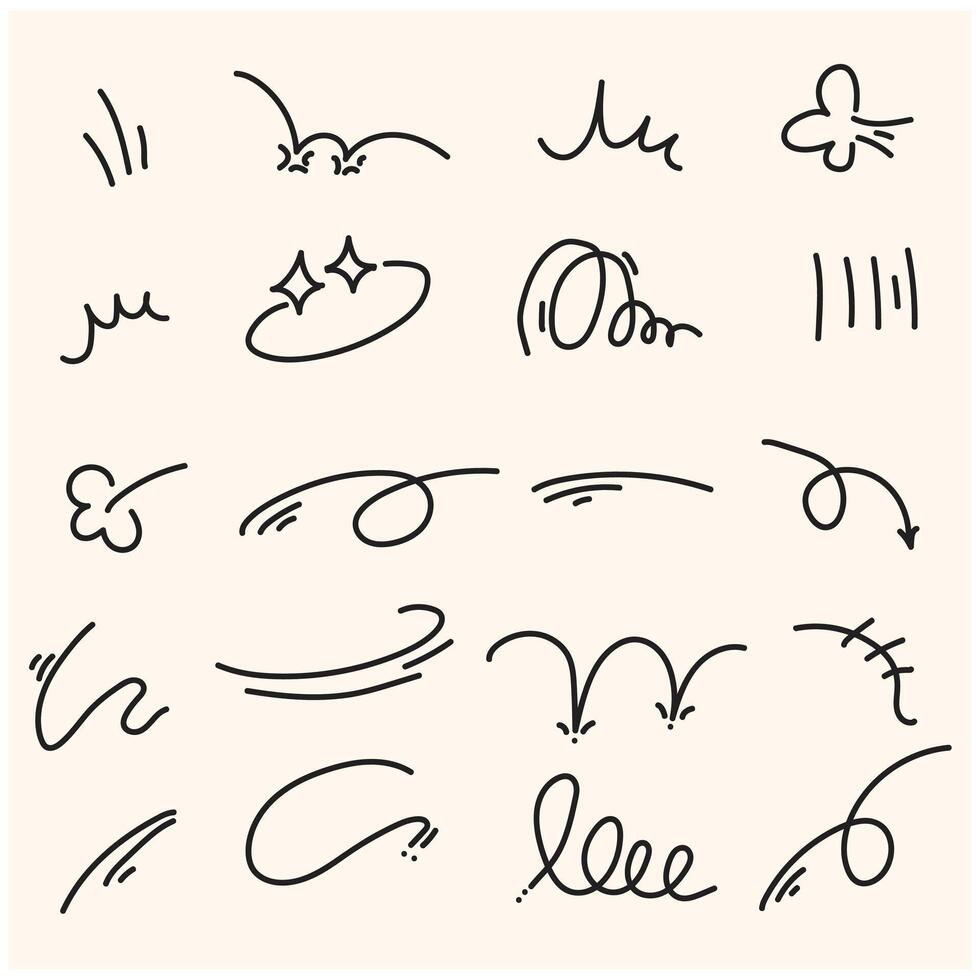 Line movement element With illustration style doodle vector