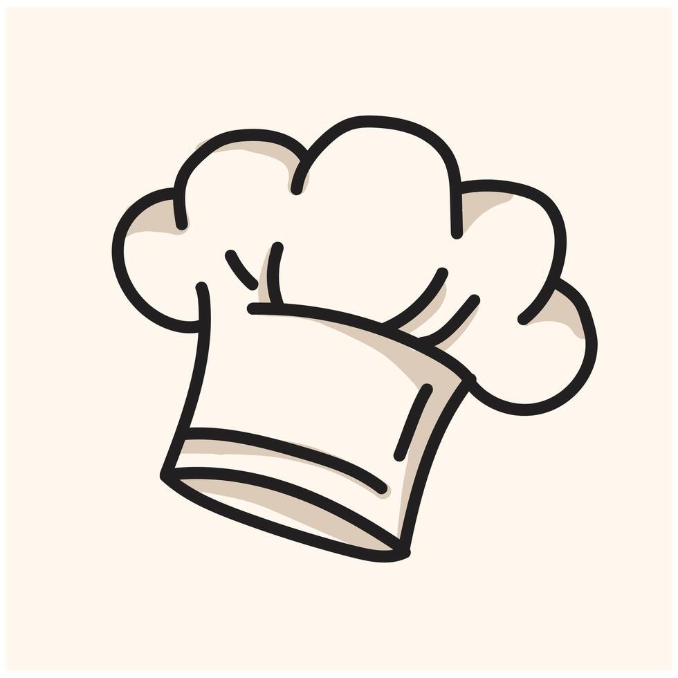 Uniform caps kitchen staff With illustration style doodle vector