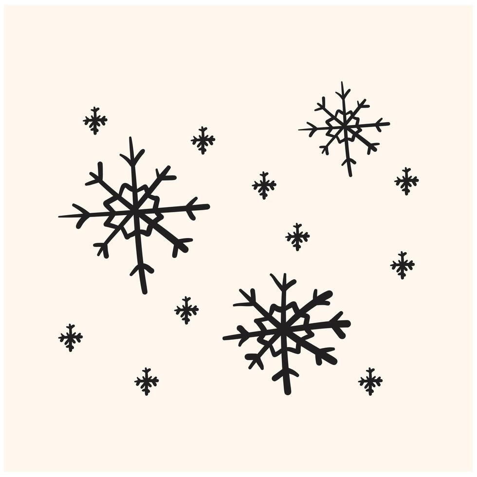 Snowflakes With illustration style doodle and line art vector