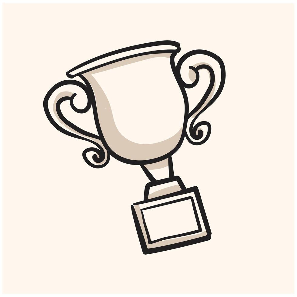 thropy With illustration style doodle and line art vector