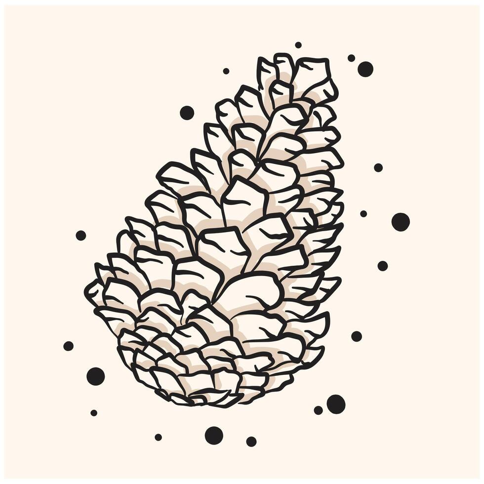 Pine cone With illustration style doodle and line art vector