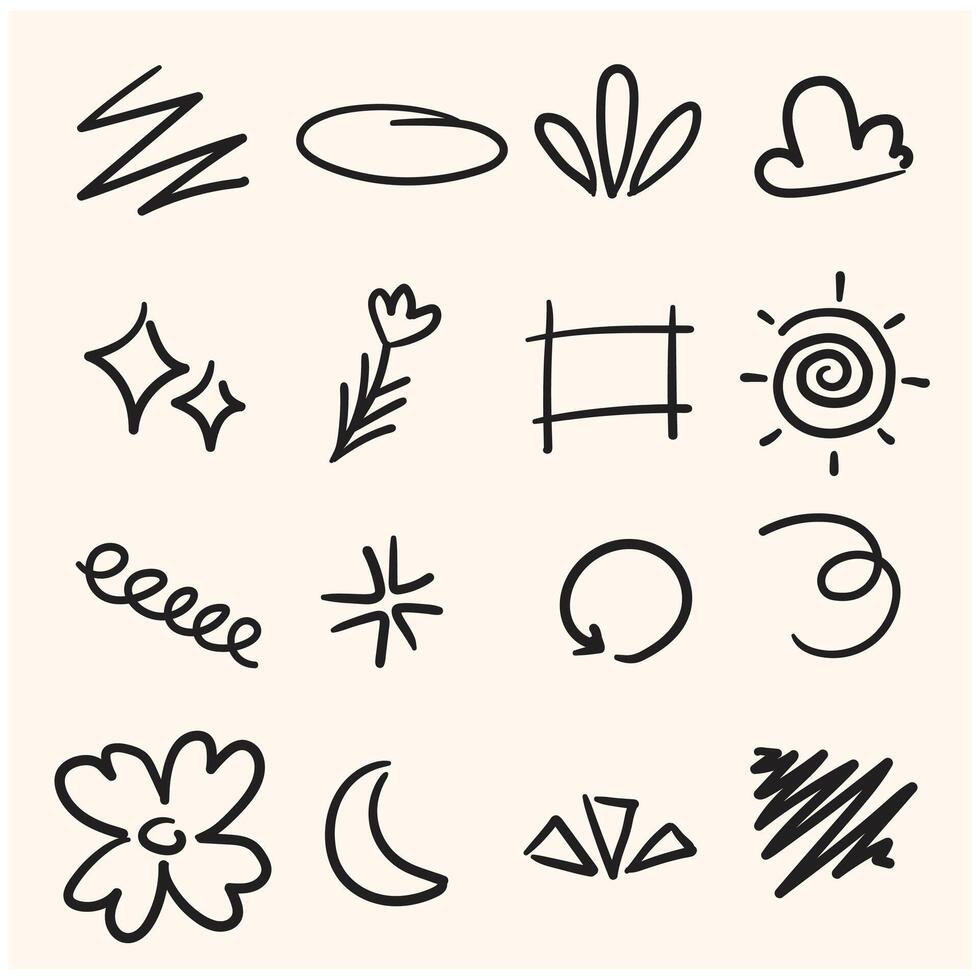 Child's Doodle Set with background cream vector