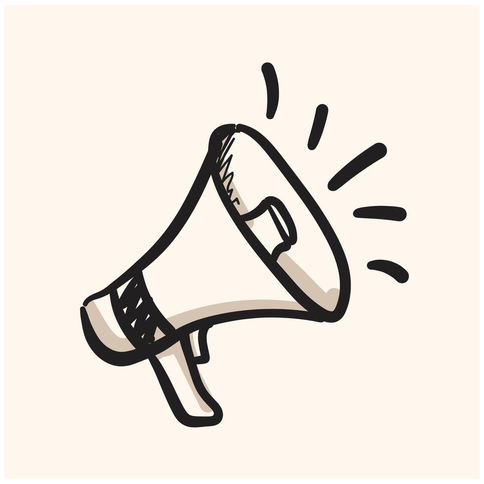 Megaphone With illustration style doodle and line art vector