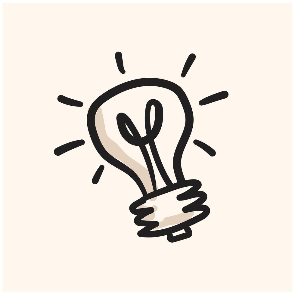 Light bulb idea With illustration style doodle vector