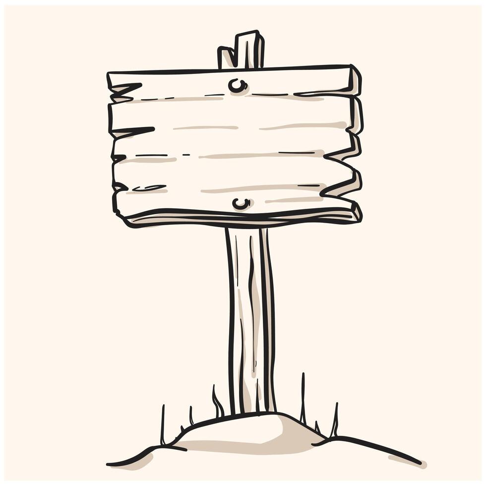 Black and White Wooden Billboard Doodle vector