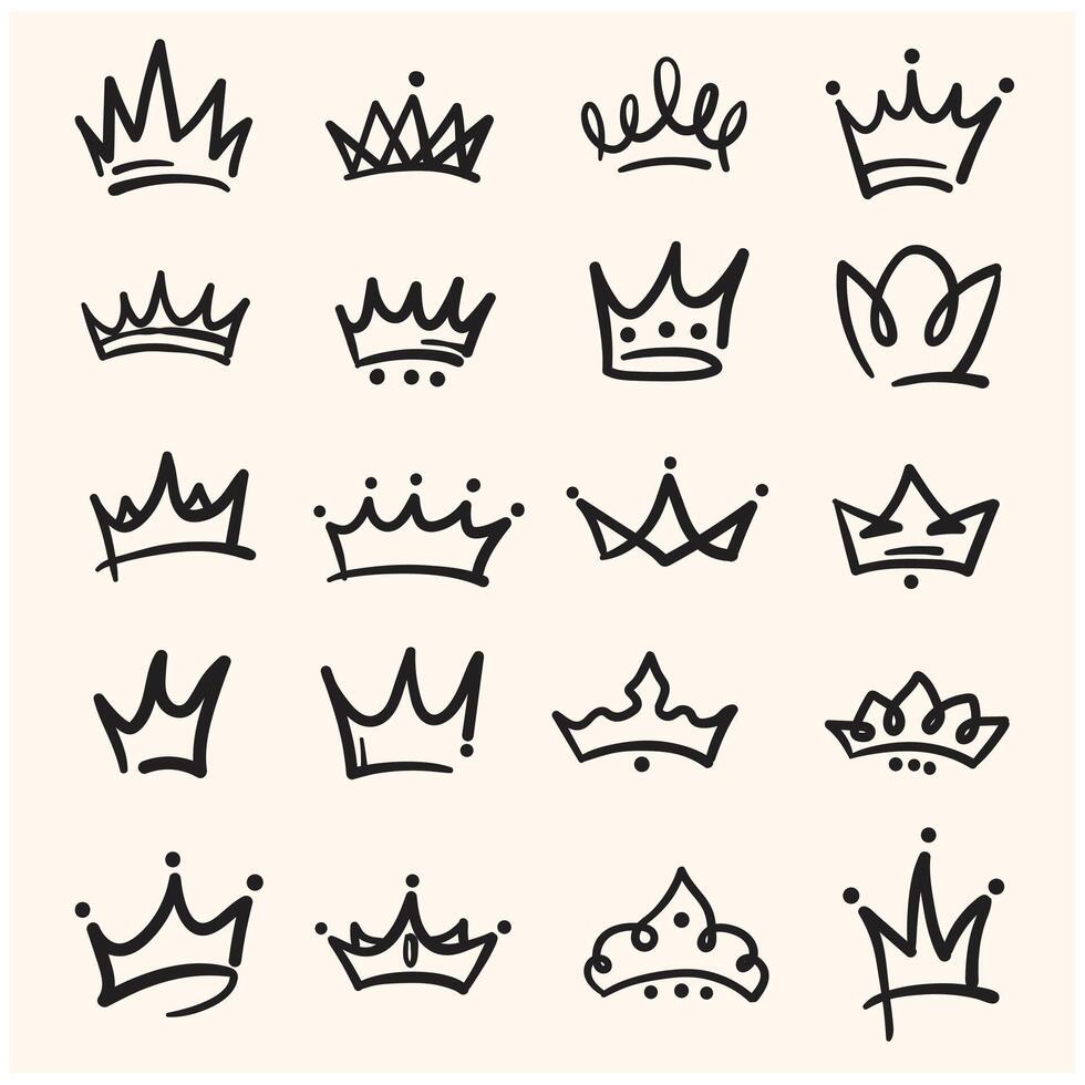 King crown With illustration style doodle and line art vector