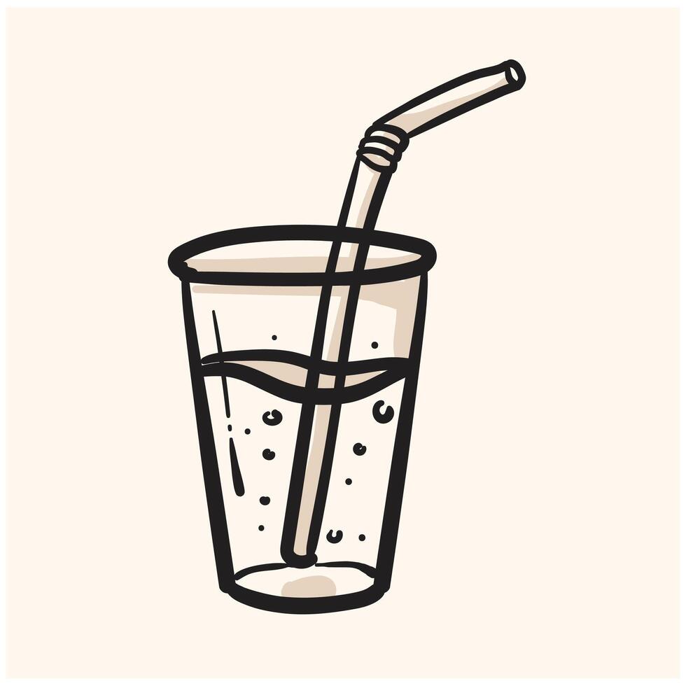 Soft drink With illustration style doodle and line art vector