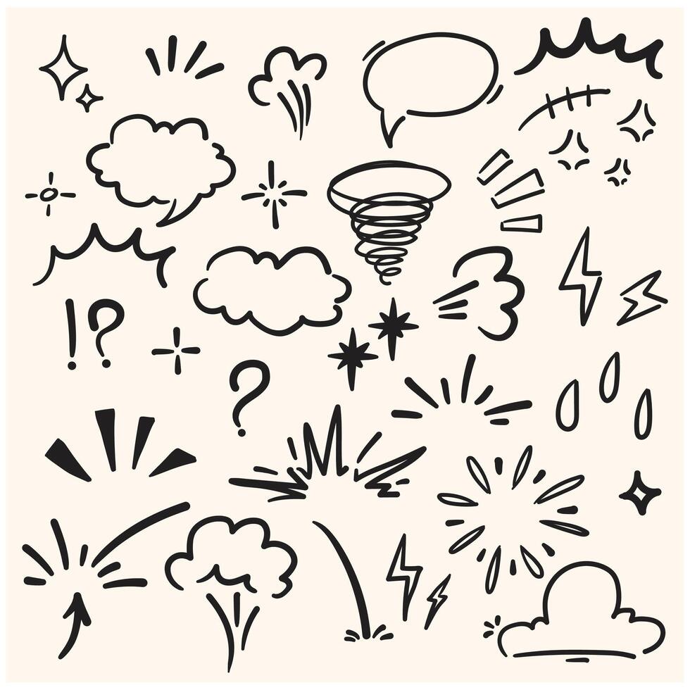 Marker simple elements set With illustration style doodle vector