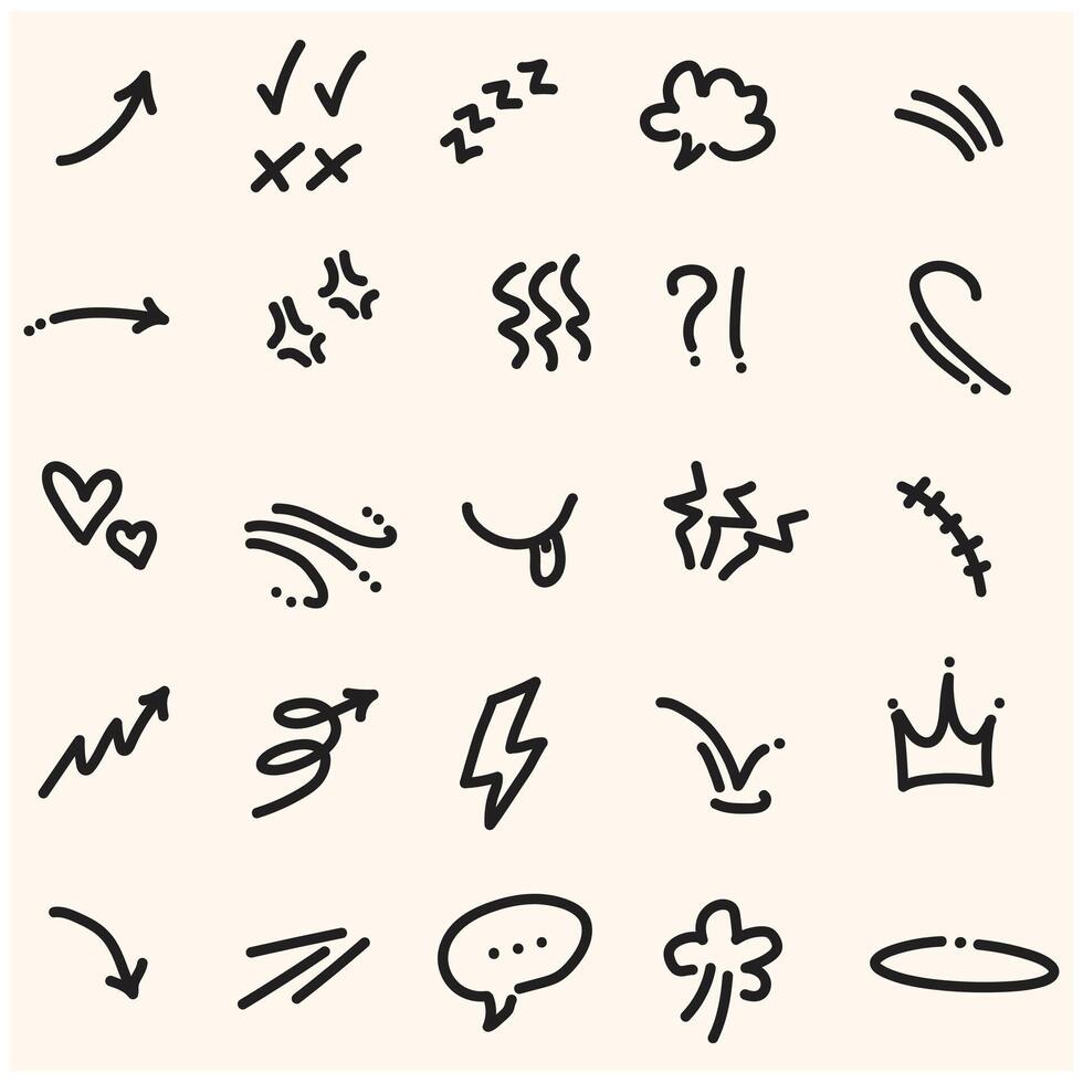 Cute cartoon expression With illustration style doodle vector