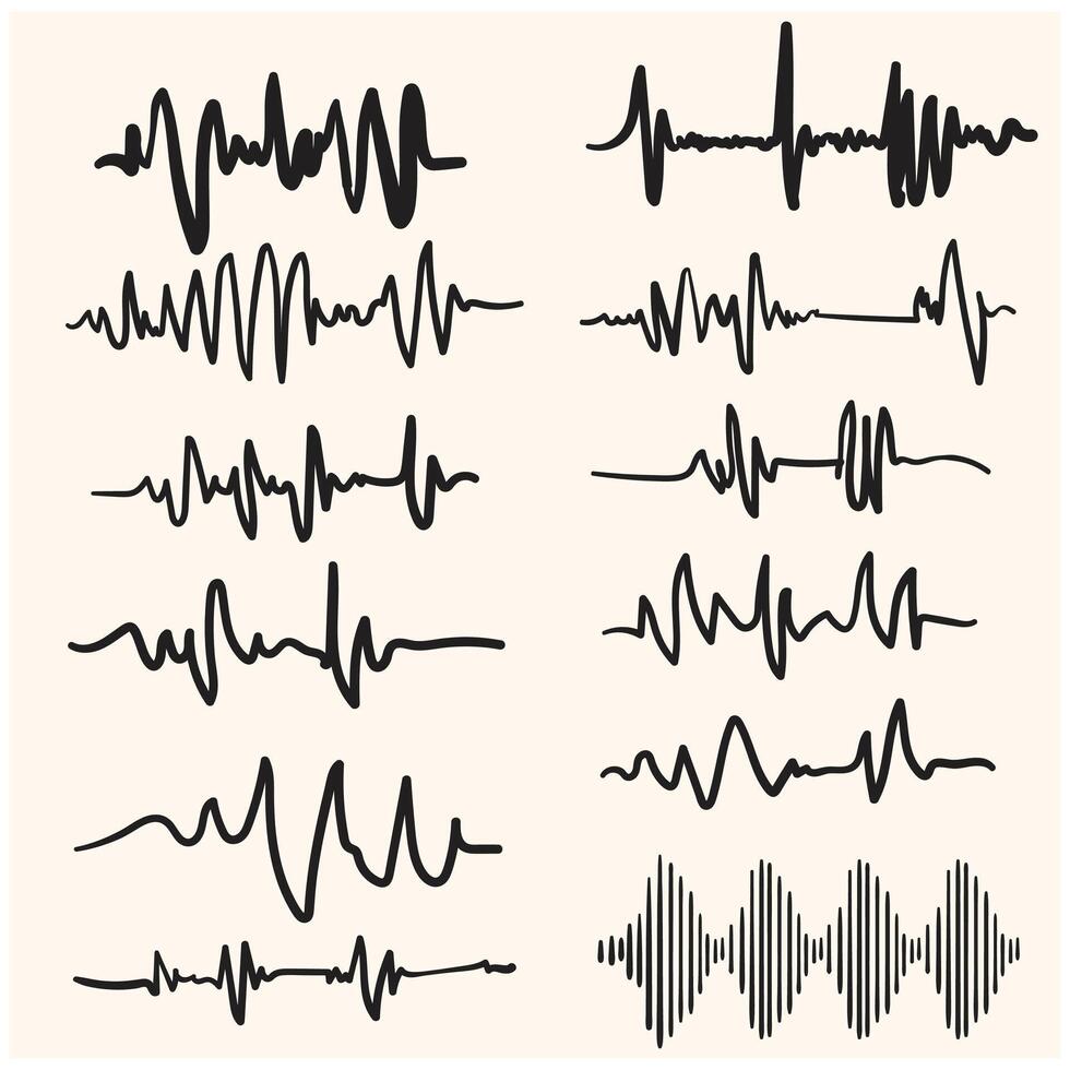 Sound waves With illustration style doodle vector