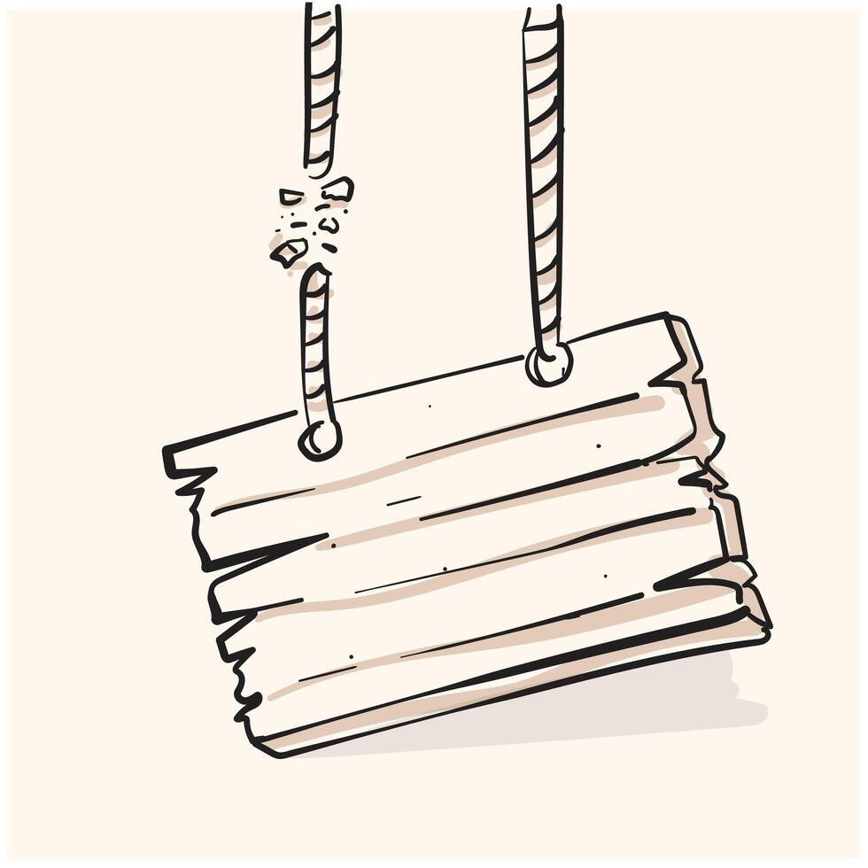 board with broken rope doodle drawing style vector