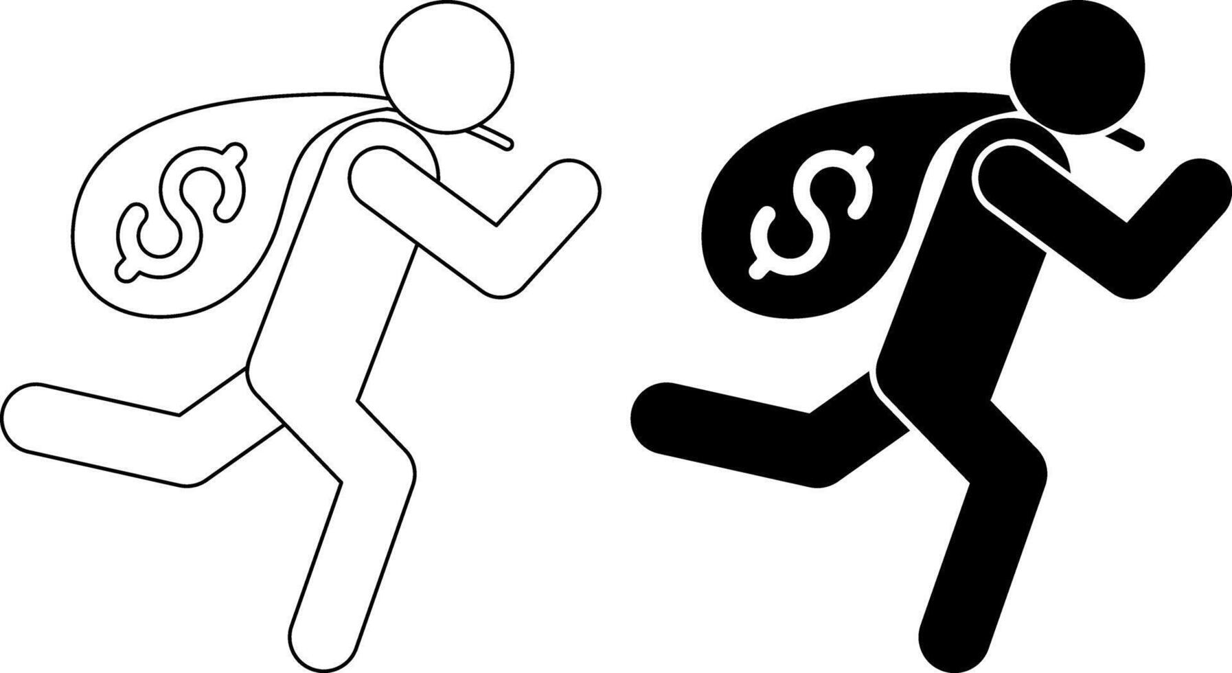 outline silhouette robbery icon set vector