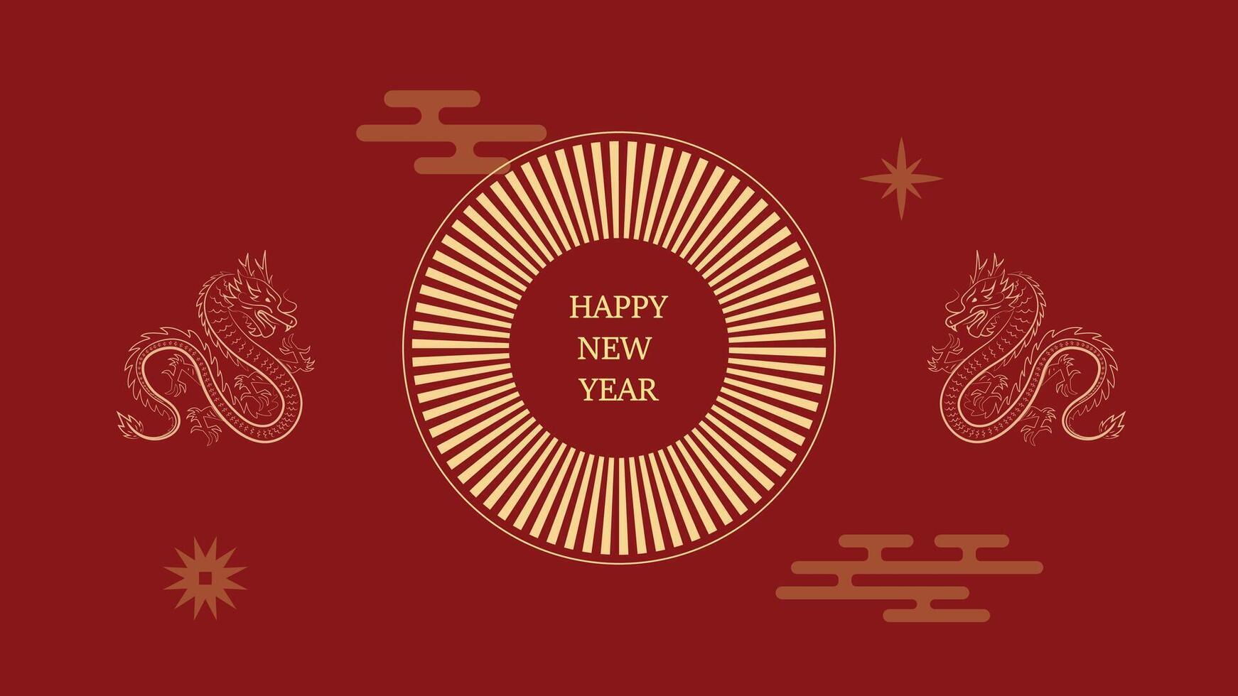 Chinese new year Vibrant New Year Celebration with Dragons isolated in red vector