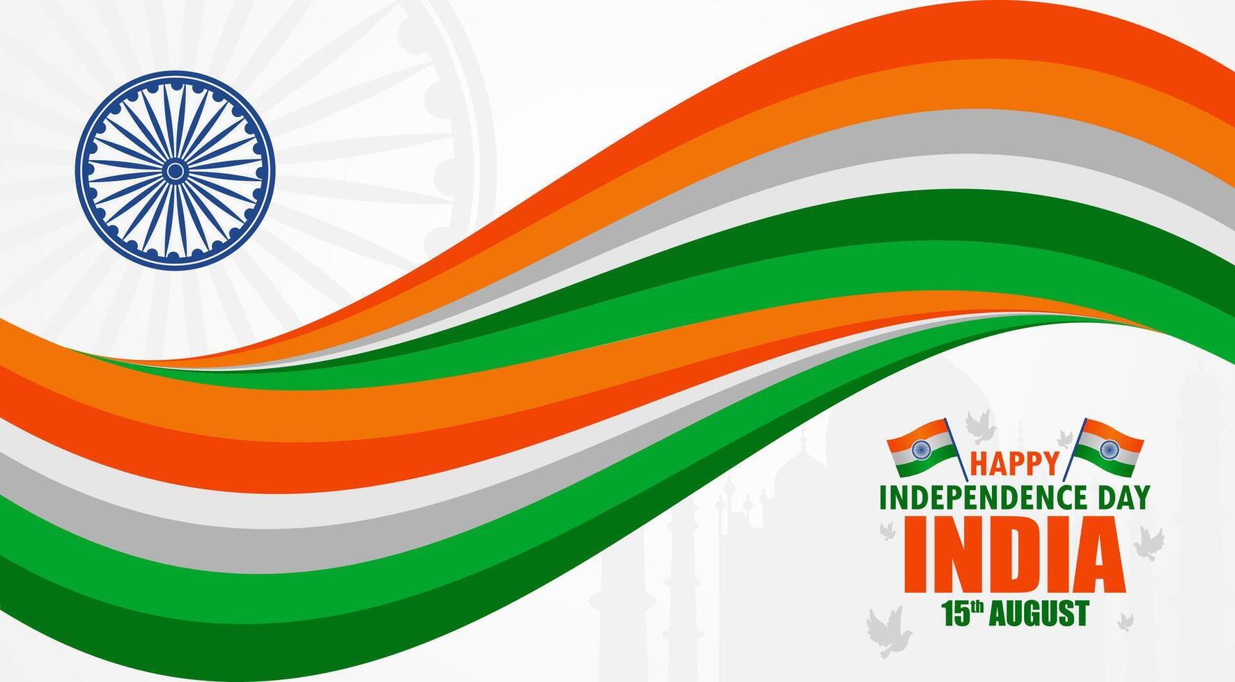 happy independence day india. with wave flag for banner vector