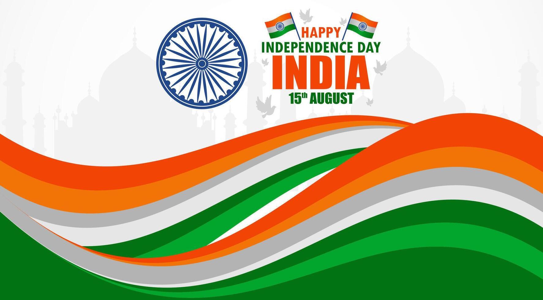 happy independence day india. with flag for banner background vector