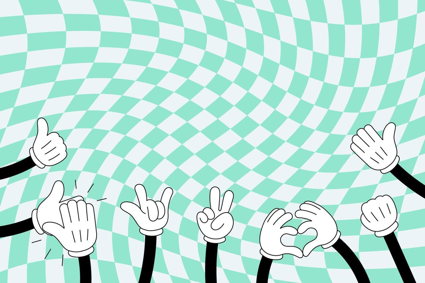Colorful hand drawn claps and thumbs up gesture. Applause illustration expressing approval and gratitude. Vibrant groovy art celebrating success and spreading encouragement vector
