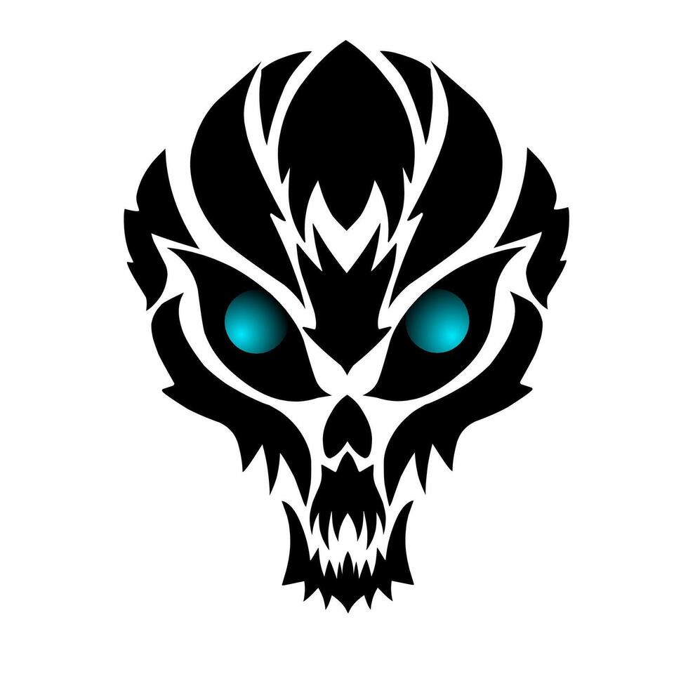 illustration graphic of tribal art design abstract skull demon vector