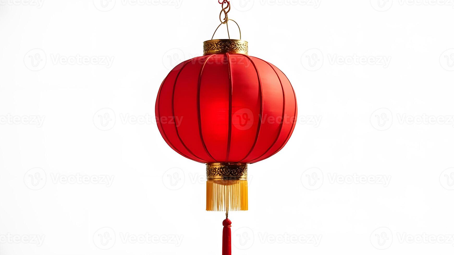 A single red lantern on a white background, reflecting simplicity and traditional Chinese cultural elements Generated by AI photo