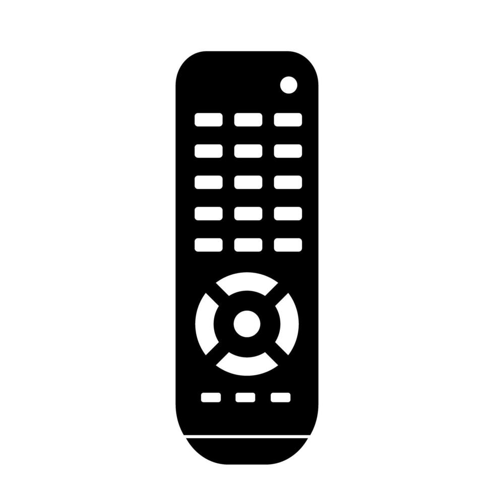 Modern Remote Control for TV Icon with Multiple Buttons Simple Black Silhouette Illustration vector