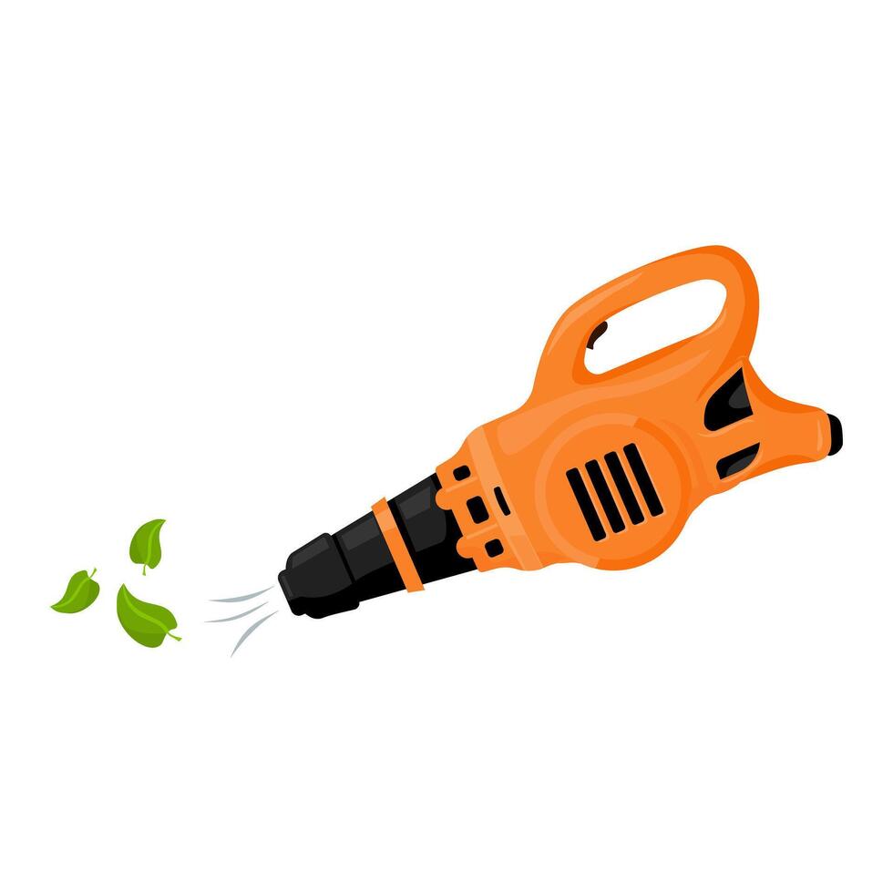 Leaf Blower Icon Orange Cartoon Garden Tool Equipment, Appliance Cleaning Maintenance Yard Icon Illustration Color vector