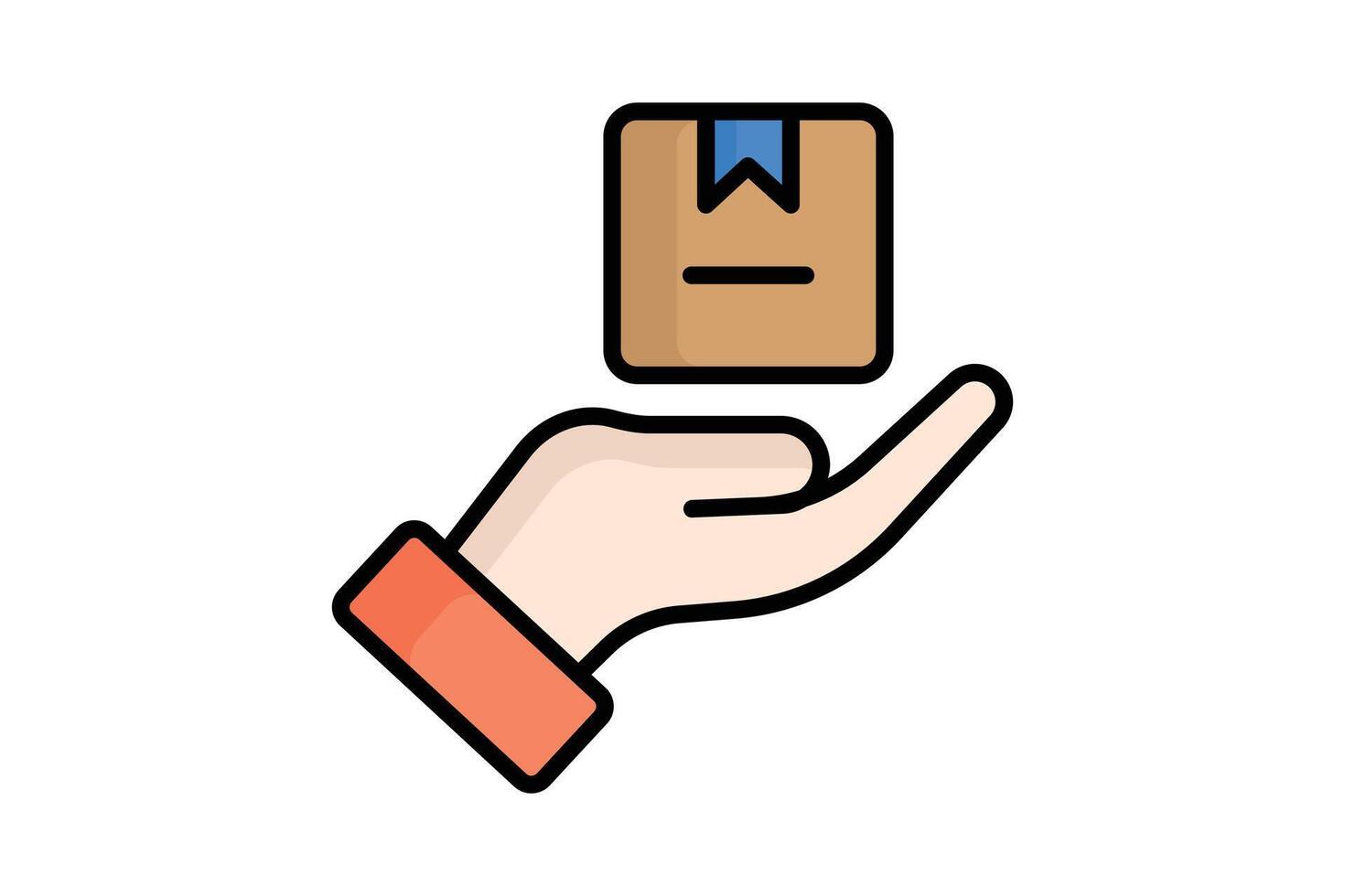 Delivery icon. colored outline icon style. hand with product. icon related to procurement. procurement management elements illustration vector