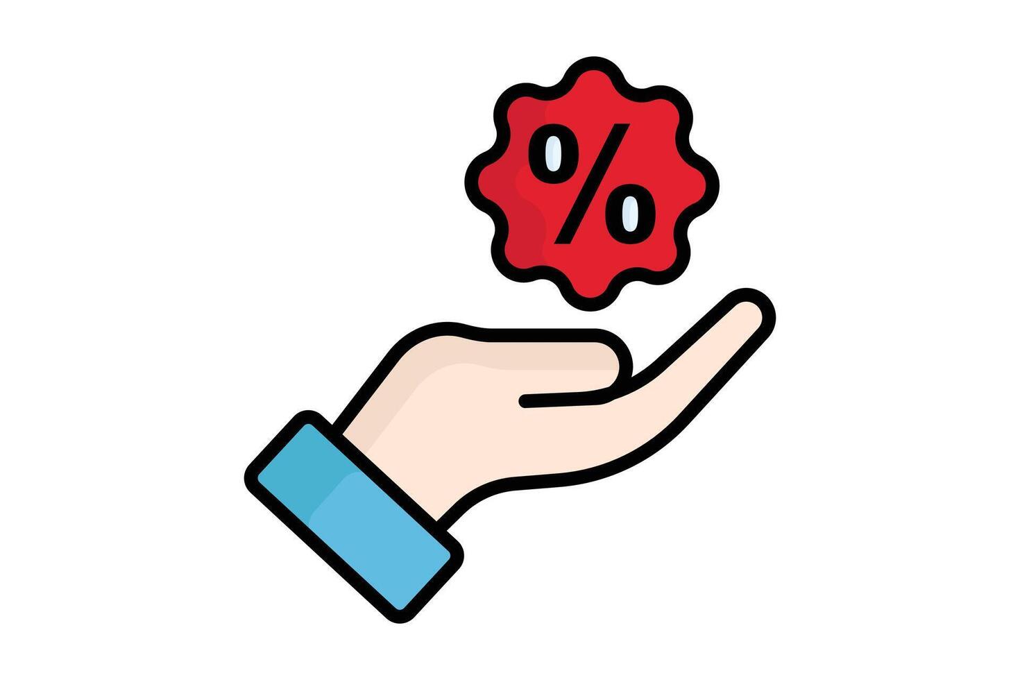 Offer icon. colored outline icon style. hand with percent. icon related to procurement. procurement management elements illustration vector