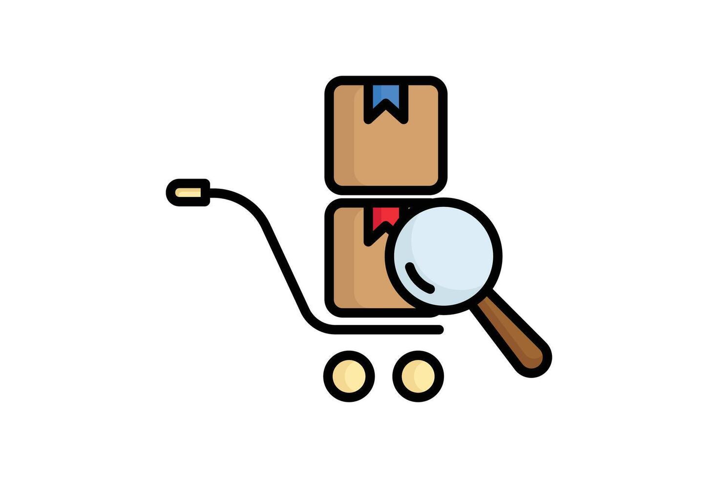 Sourcing icon. colored outline icon style. cart with products and search. icon related to procurement. procurement management elements illustration vector