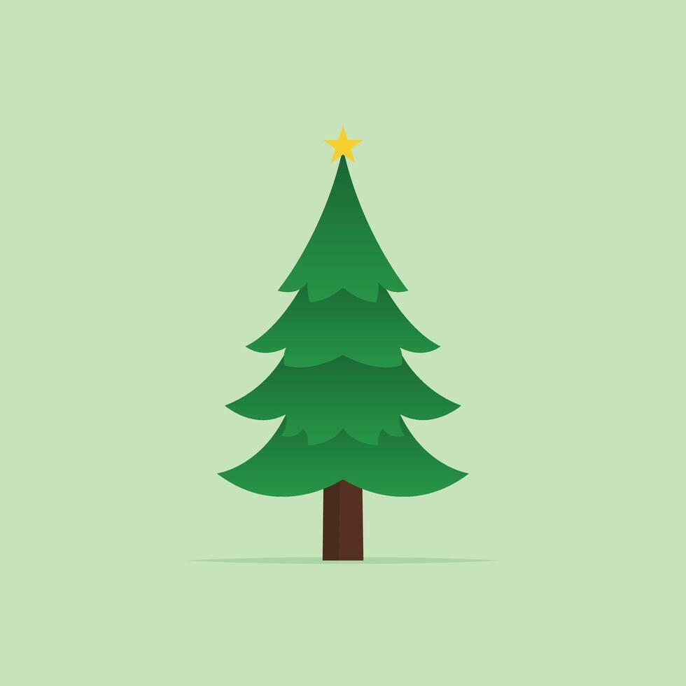 Christmas tree icon isolated on green background. illustration vector