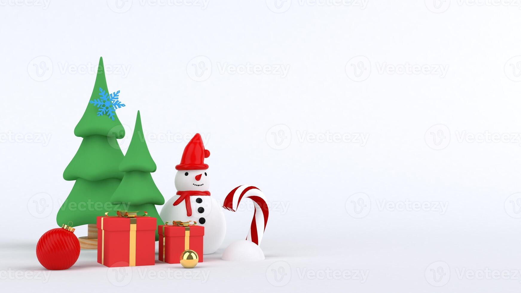 3d rendering Christmas tree design for christmas holiday decorate by ornament geometric shape and giftbox. photo