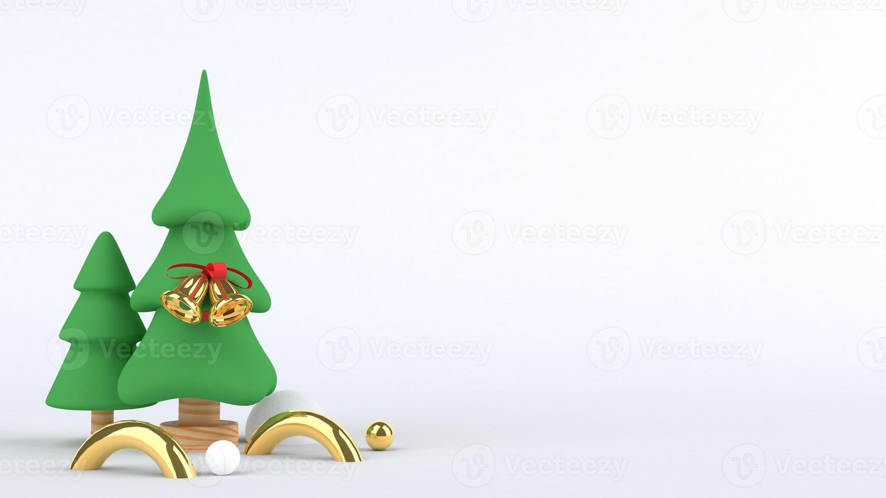 3d rendering Christmas tree design for christmas holiday decorate by ornament geometric shape and giftbox. photo