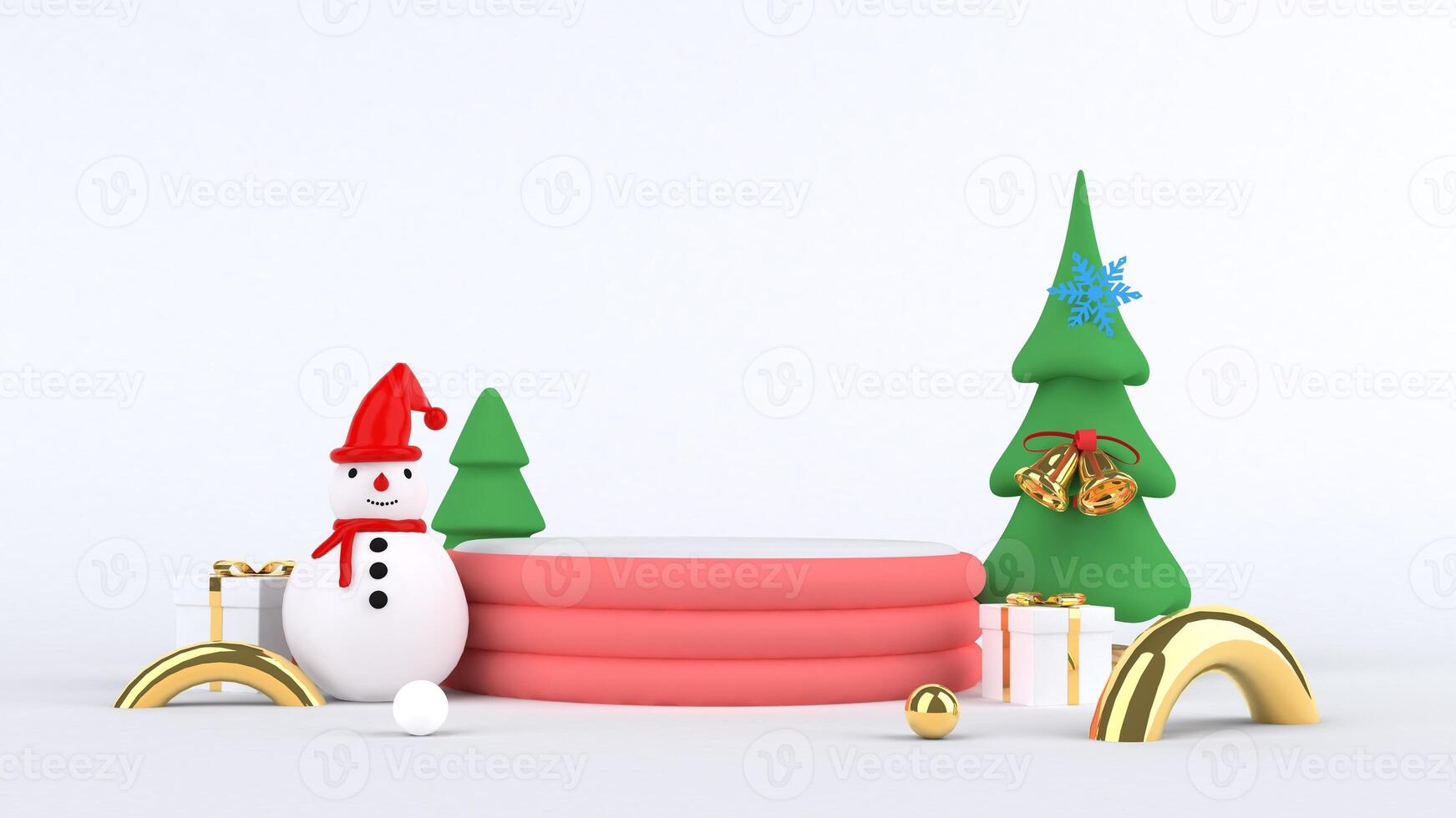 3d rendering Christmas tree design for christmas holiday decorate by ornament geometric shape and giftbox. photo