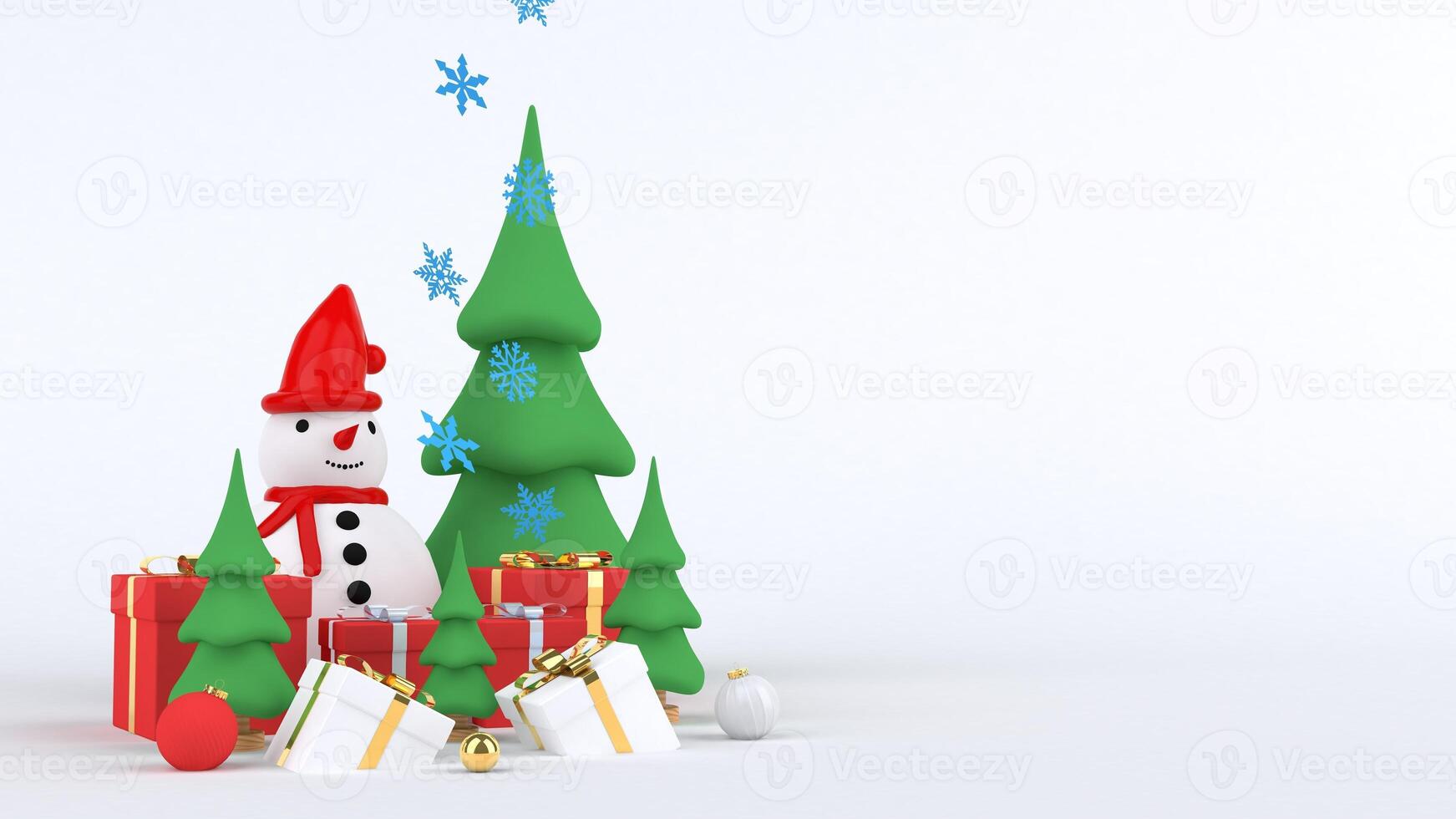 3d rendering Christmas tree design for christmas holiday decorate by ornament geometric shape and giftbox. photo