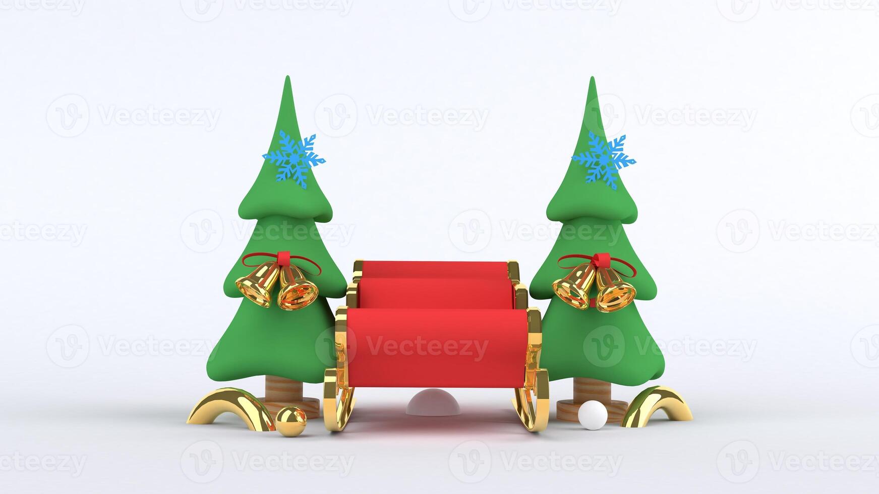 3d rendering Christmas tree design for christmas holiday decorate by ornament geometric shape and giftbox. photo