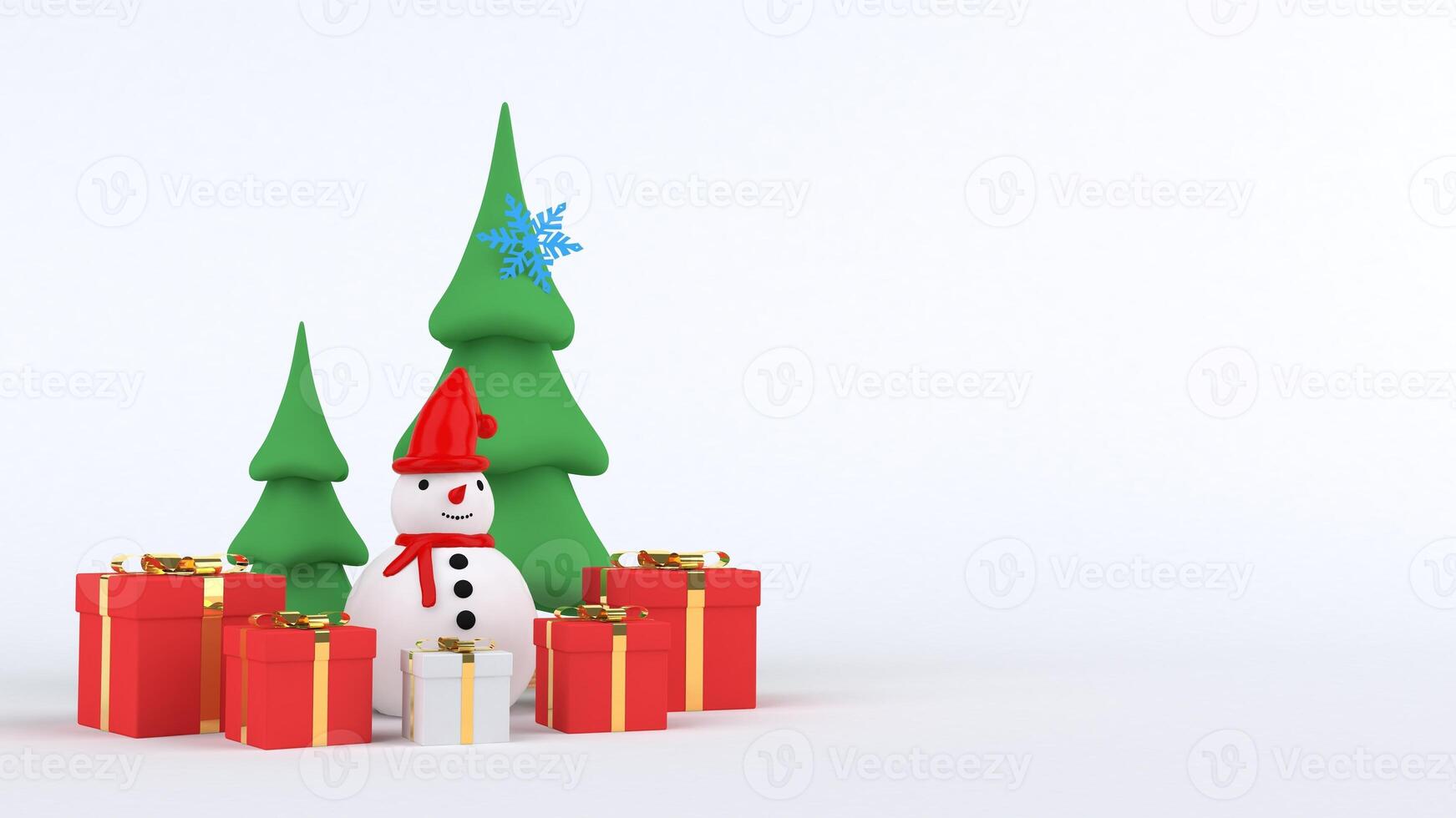 3d rendering Christmas tree design for christmas holiday decorate by ornament geometric shape and giftbox. photo