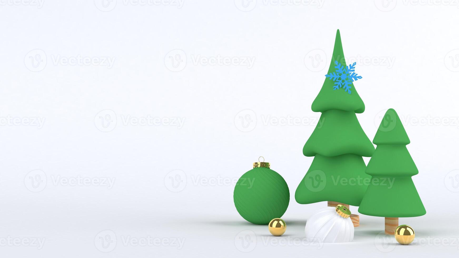 3d rendering Christmas tree design for christmas holiday decorate by ornament geometric shape and giftbox. photo