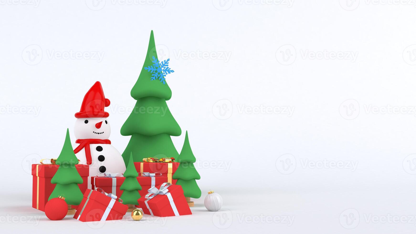 3d rendering Christmas tree design for christmas holiday decorate by ornament geometric shape and giftbox. photo