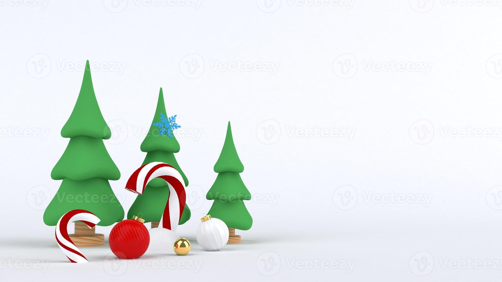 3d rendering Christmas tree design for christmas holiday decorate by ornament geometric shape and giftbox. photo